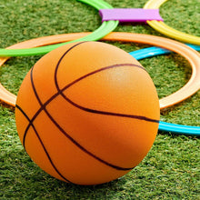 Orange foam indoor basketball with black channel lines