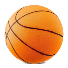 Orange basketball close-up with black seams and smooth foam surface
