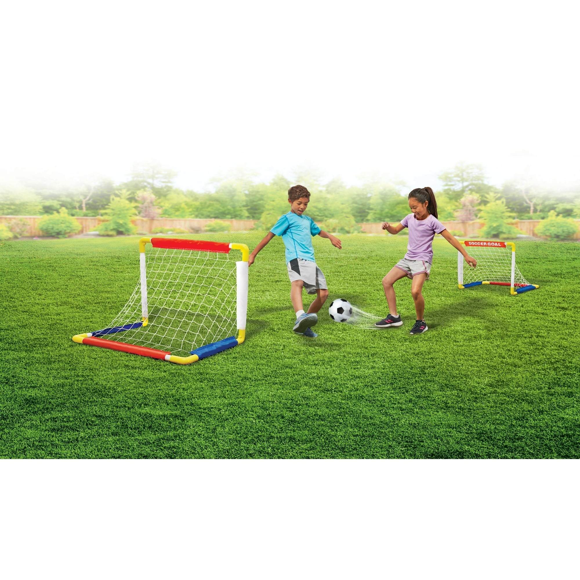 Play Day Foldable Soccer Set (2 Folding Goals, Ball, Inflating Pump, & 4 Stakes) Children Ages 3+