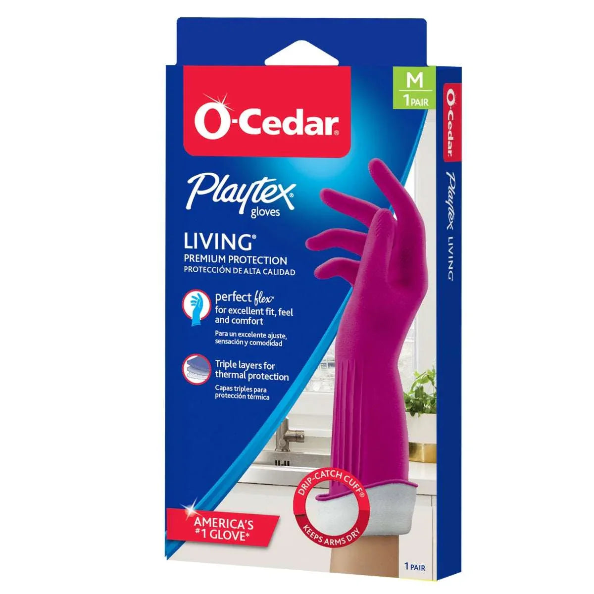 O-Cedar Playtex Living Gloves Premium Protection Rubber Cleaning Gloves, Small, 1 Pair