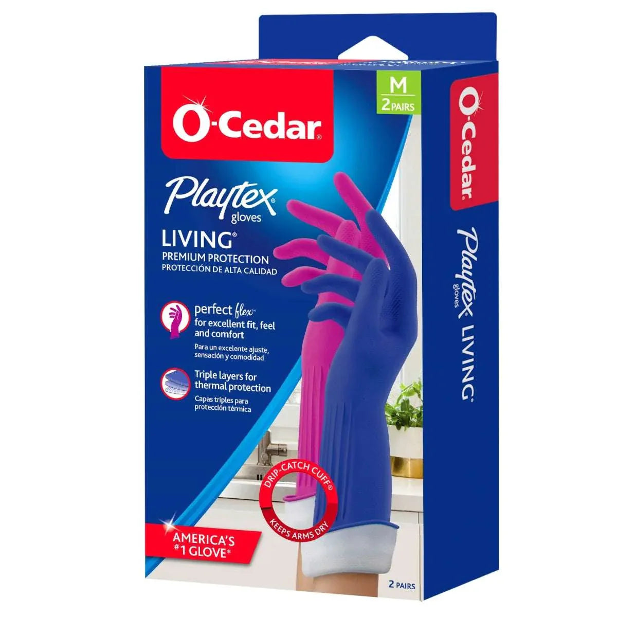 O-Cedar Playtex Living Gloves Premium Protection Rubber Cleaning Gloves, Small, 1 Pair