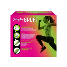 Playtex Sport tampon multipack box back panel with 360° leak defense and no-slip grip