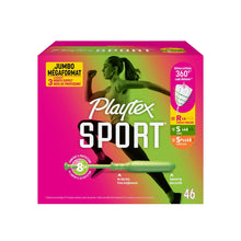 Playtex Sport tampon multipack box, Jumbo Megaformat, 46ct, 360° leak defense