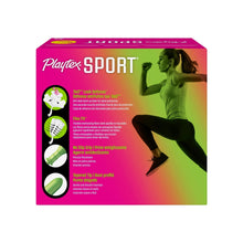 Playtex Sport tampon box showing 360 leak defense features and Flex Fit