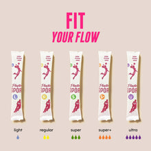 Playtex Sport tampon absorbency fit chart: light, regular, super, super+ and ultra