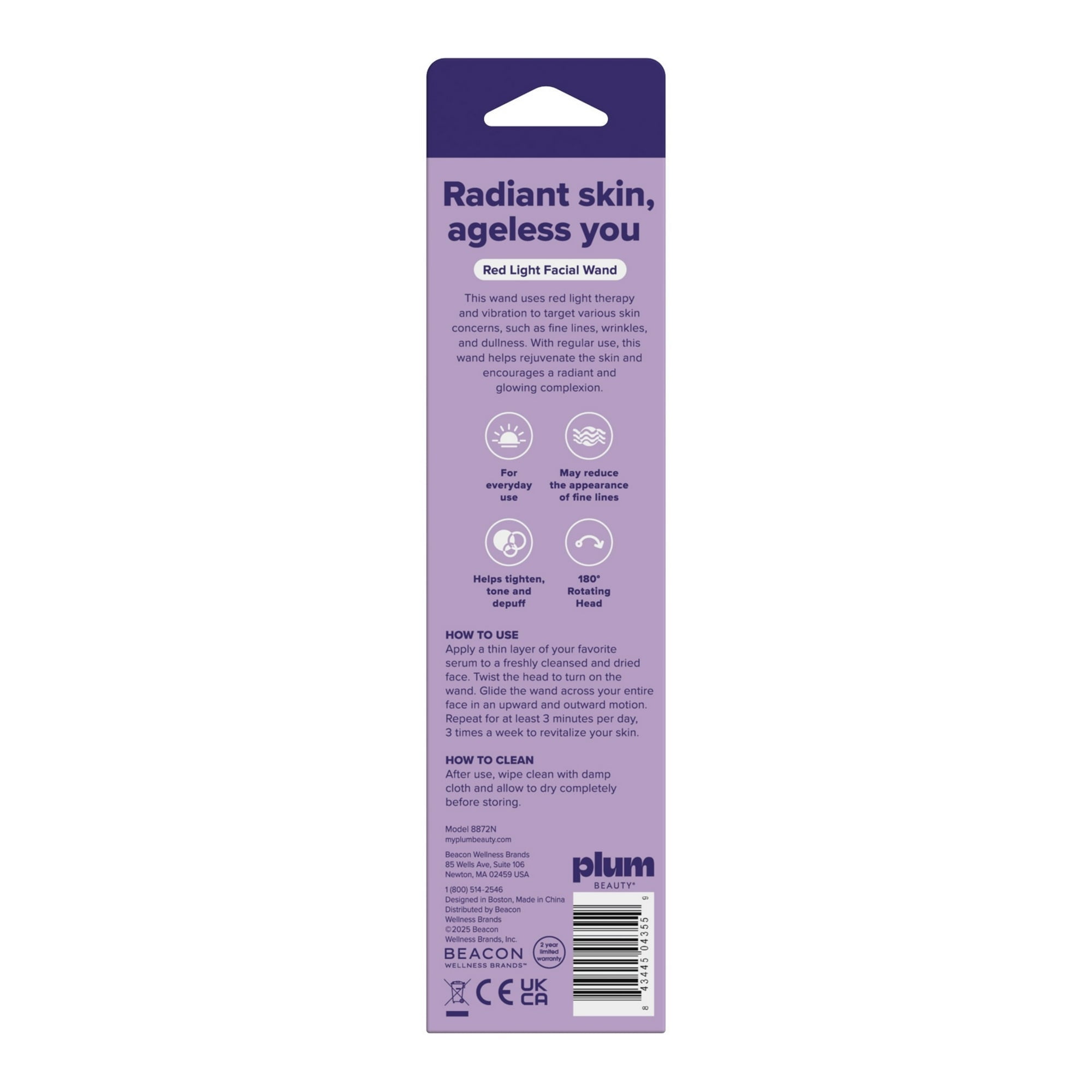 Plum Beauty Red Light Vibrating Facial Radiance Wand