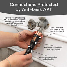Pocket Hose Copper Bullet anti-leak connections with copper fittings on black hose