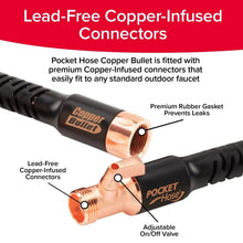 Pocket Hose Copper Bullet hose with copper bullet connectors and adjustable on/off valve