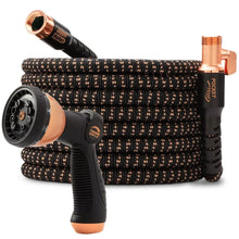 Pocket Hose Copper Bullet expandable hose set, black coils with copper ends and sprayer
