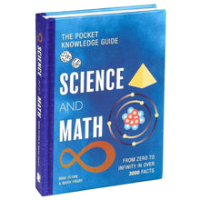 Pocket knowledge guide hardcover, blue front cover with Science & Math titles and symbols