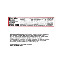 Nutrition Facts and ingredients panel for chocolate-covered biscuit sticks