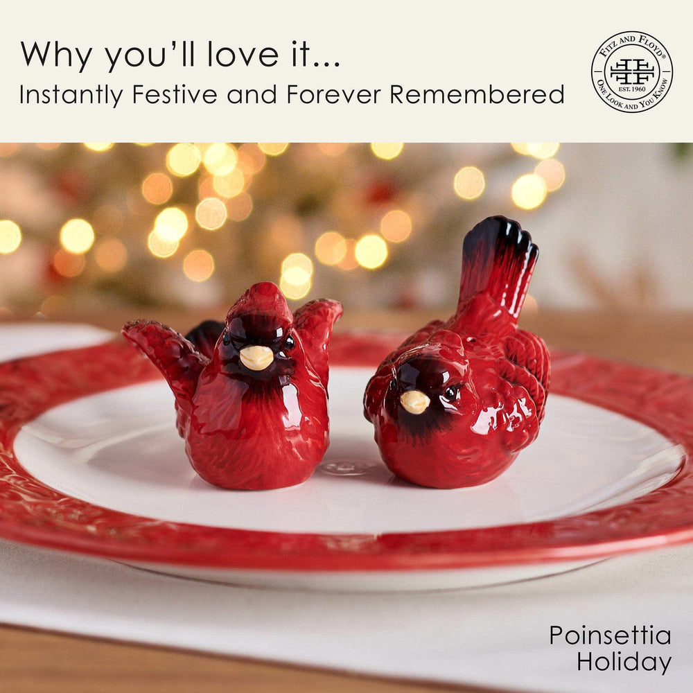 Poinsettia Holiday Cardinal Salt and Pepper Set - USA MEGA SHOP