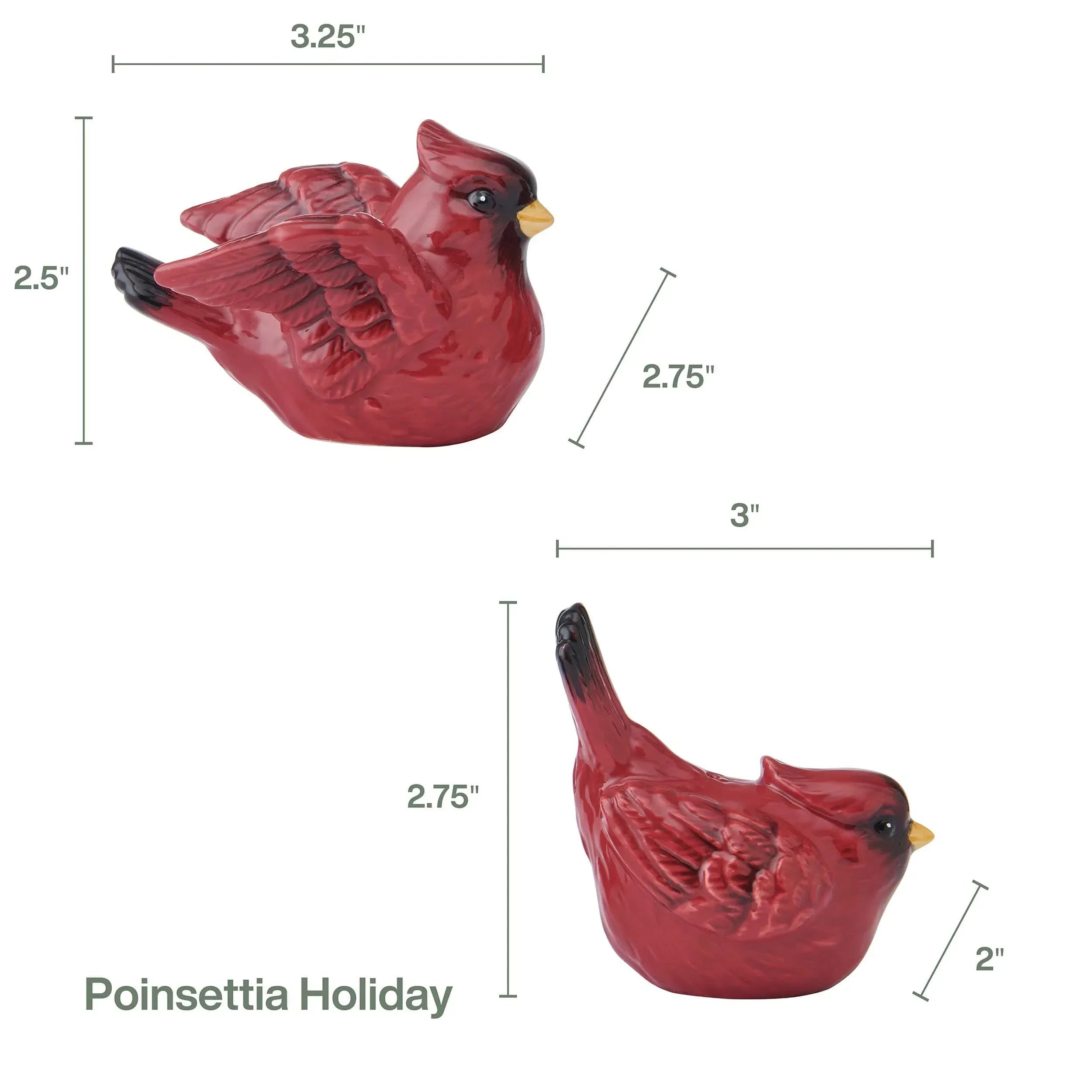 Poinsettia Holiday Cardinal Salt and Pepper Set - USA MEGA SHOP