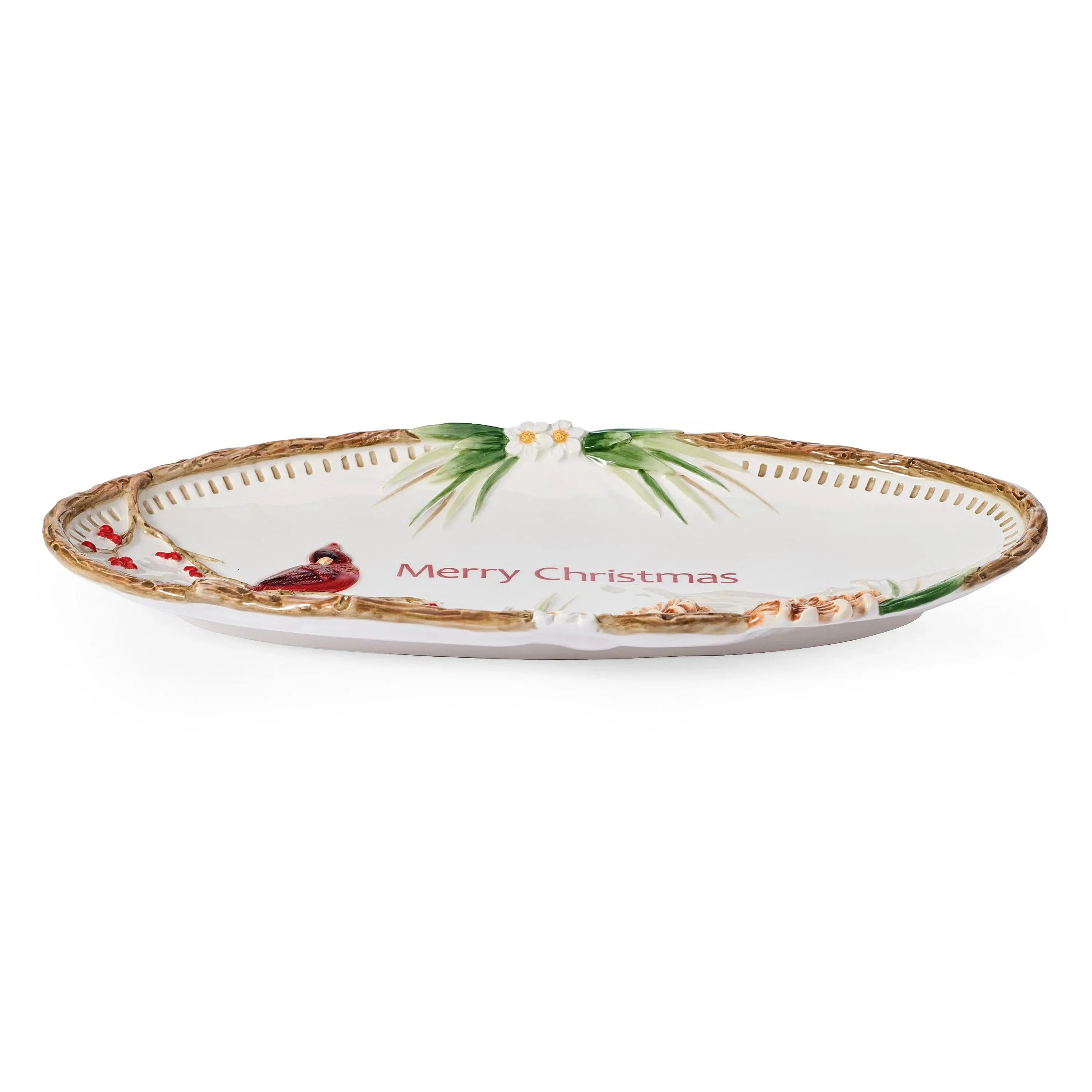 Poinsettia Holiday Merry Christmas Serving Platter - USA MEGA SHOP