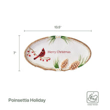 Holiday serving platter, 13.5 in, with red cardinal and “Merry Christmas”
