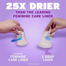 Poise daily liner comparison infographic showing leading liner and 2 drop liner