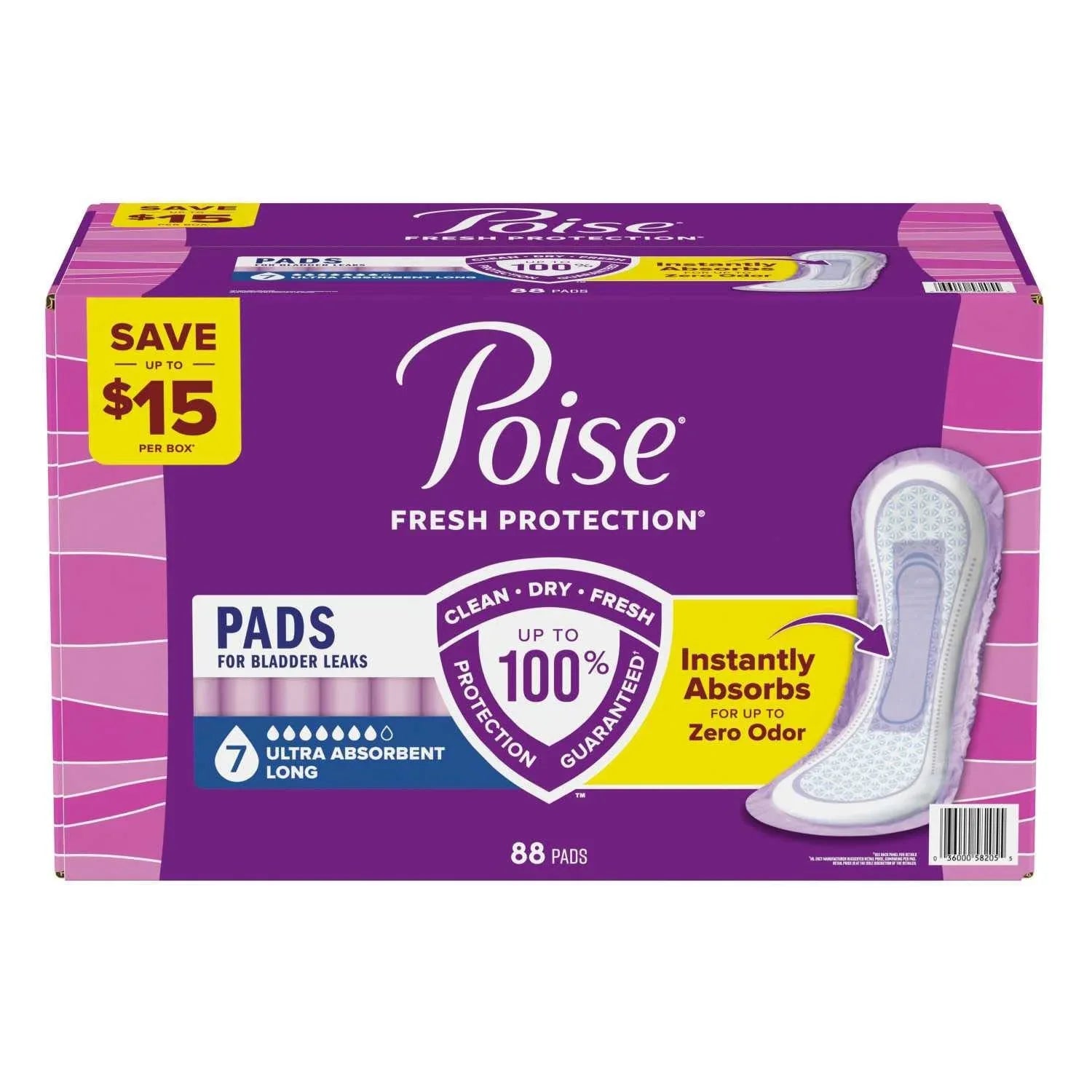 Poise Incontinence Pads, 7 Drop Ultra Absorbency, 88 ct. - USA MEGA SHOP