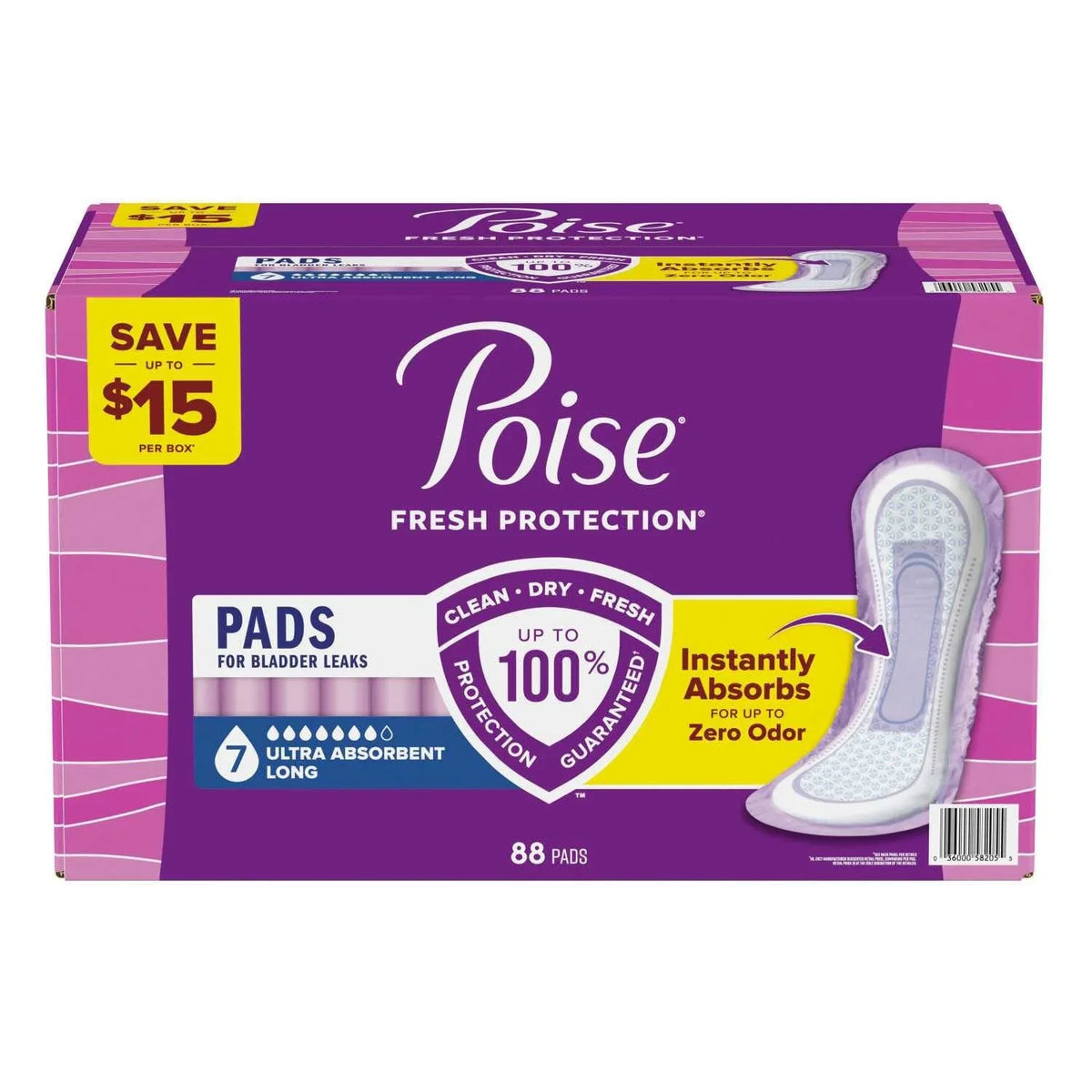 Poise Incontinence Pads, 7 Drop Ultra Absorbency, 88 ct. - USA MEGA SHOP