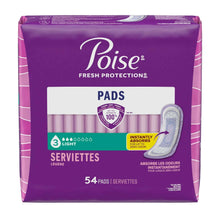 Poise Fresh Protection pads box, 54-count light absorbency regular length