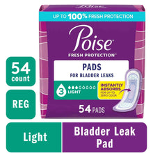 Poise bladder leak pads, regular length, light absorbency, 54 count
