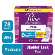 Poise Fresh Protection incontinence pads box, 78 count, moderate long bladder leak pads