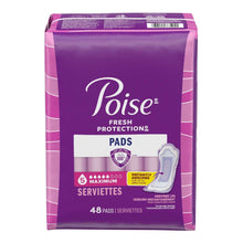 Poise Fresh Protection incontinence pads, 48-count regular length, back package view