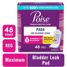 Poise Fresh Protection incontinence pads, 48-count regular length, bladder leak pad