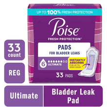 Poise Ultimate bladder leak pads, regular length, 33-count