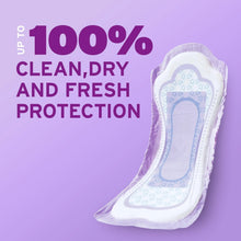 Poise moderate long bladder leak pad labeled 100% clean, dry and fresh protection