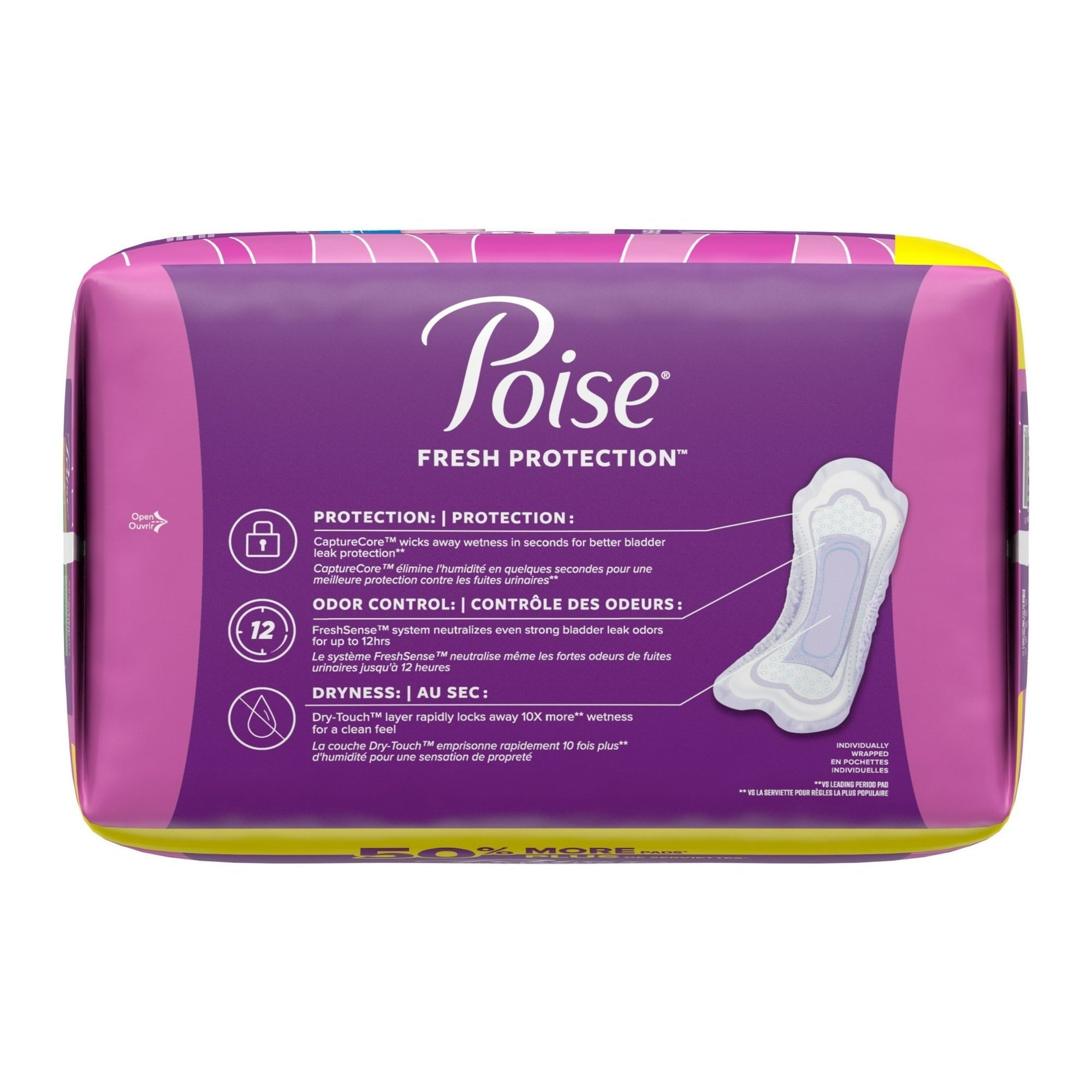 Poise Incontinence Pads for Women, 4 Drop Moderate Absorbency, Long Length, 84 Count