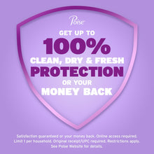 Poise Fresh Protection protection shield graphic for clean, dry, and fresh.