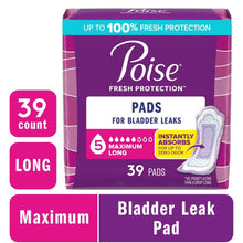 Poise Fresh Protection incontinence pads, 39-count, maximum long for bladder leaks