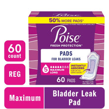 Incontinence pads box, 60 count, maximum long absorbency pads for bladder leaks