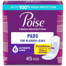 Incontinence pad pack for bladder leaks, 6 ultimate long pads, FreshSense.