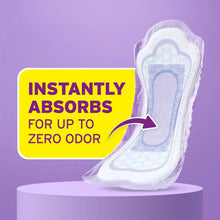 Absorbent long bladder leak pad, white with blue patterned interior
