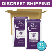 Poise overnight bladder leak pads, two-pack box with 72 count total