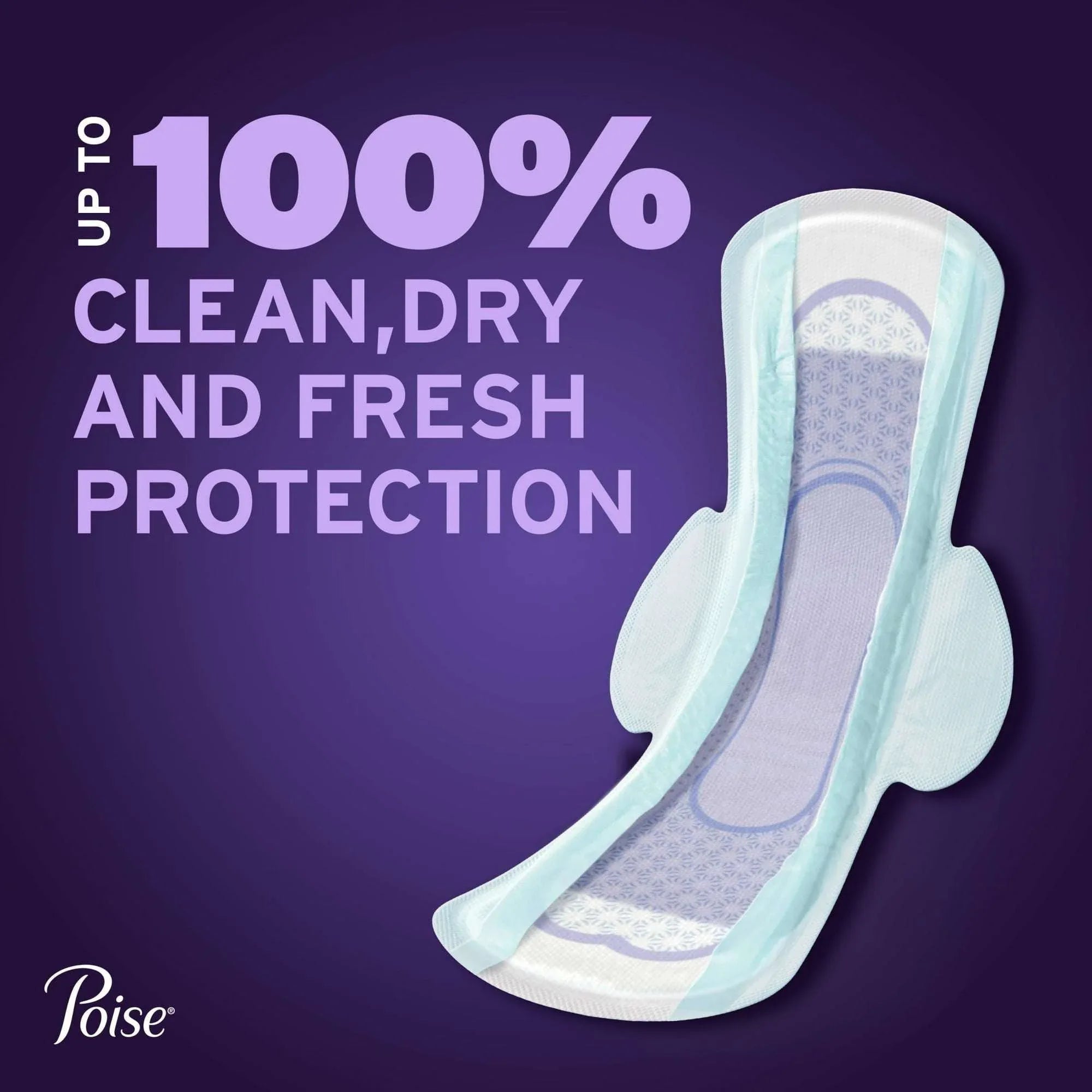 Poise Overnight Ultra Thin Incontinence Pads with Wings, 8 Drop Extra Absorbent, 60 Count