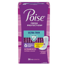 Poise Fresh Protection ultra thin pads, long 26 count package front