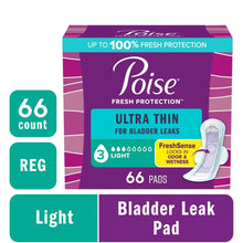 Incontinence pad pack with wings, ultra thin light absorbency, 66 count.
