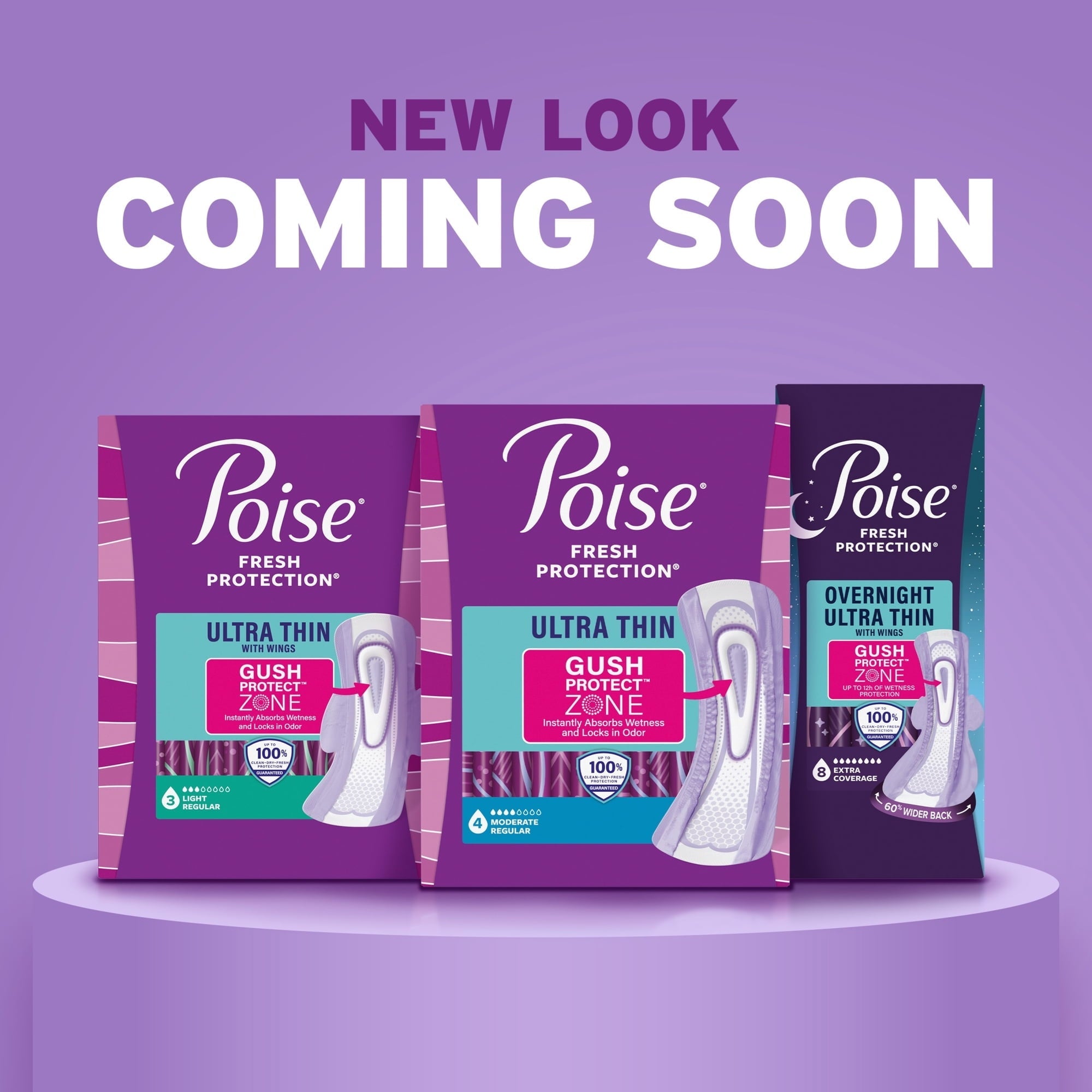 Poise Ultra Thin Incontinence Pads with Wings, 4 Drop Moderate Absorbency, 54 Count