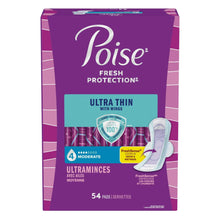 Poise Ultra Thin incontinence pad box, moderate absorbency, 54-count pack