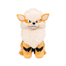 Pokemon Arcanine 12-inch plush with cream fur, orange ears, black-and-orange outfit