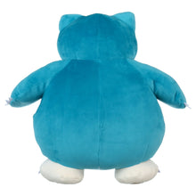 Sleeping Snorlax plush toy, teal back view with white feet