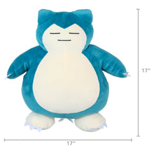 Sleeping Snorlax plush toy, teal and white; 17 in height and width shown