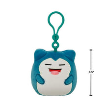 Snorlax clip-on plush keychain, teal, close-up smiling face, green loop