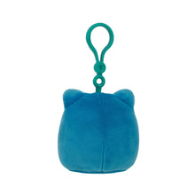 Snorlax clip-on plush keychain, teal, back view, green loop and clip ring