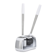 Dual caddy showing toilet brush head and plunger head in separate slots