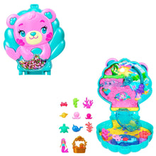 Pink and teal bear-shaped glitter compact playset with open lid