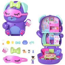 Purple puppy sleepover compact playset with open room, micro doll, and food accessories