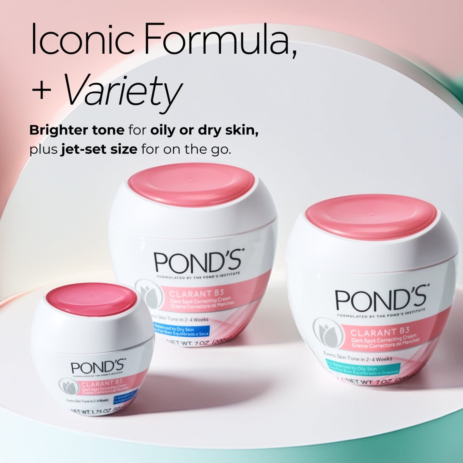 POND’S Clarant B3 Dark Spot Correcting Face Cream, Daily Moisturizer for Dry Skin – 1.75 oz (2 Pack)
